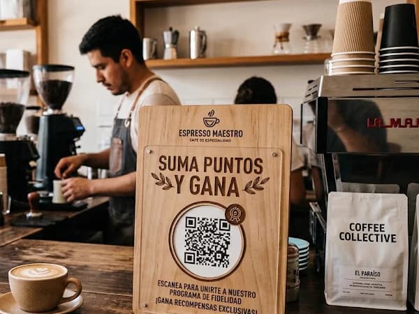 Código QR de fidelización en el mostrador