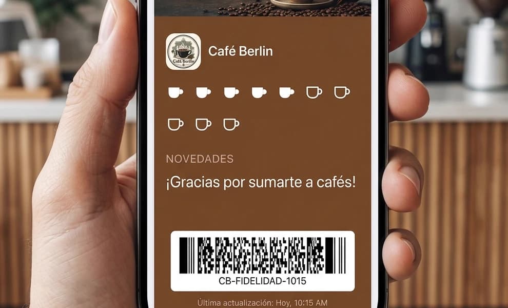 Tarjeta digital abierta en la billetera del teléfono